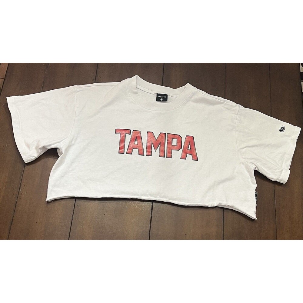 Hype & Vice University of Tampa Cropped T Shirt Size Medium White Raw Hem